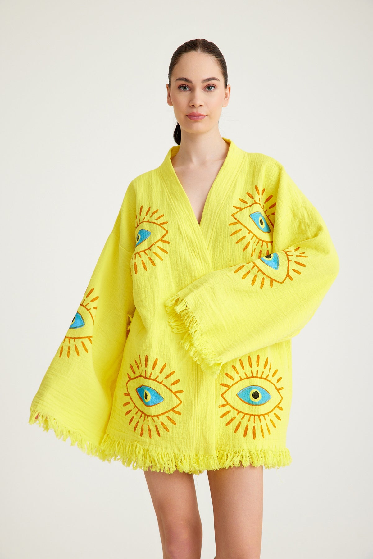 ☀️ Sunburst Eyes - PUER AETERNUS Luxe Organische Katoenen Kimono & Badjas ✨