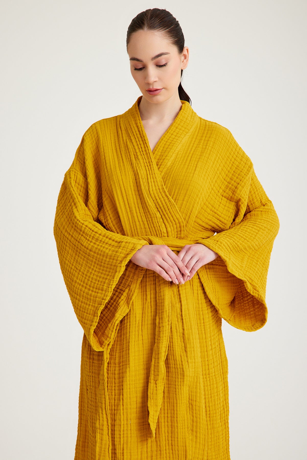 🌼 Marigold Texture - PUER AETERNUS Luxe Organische Katoenen Kimono & Badjas ✨