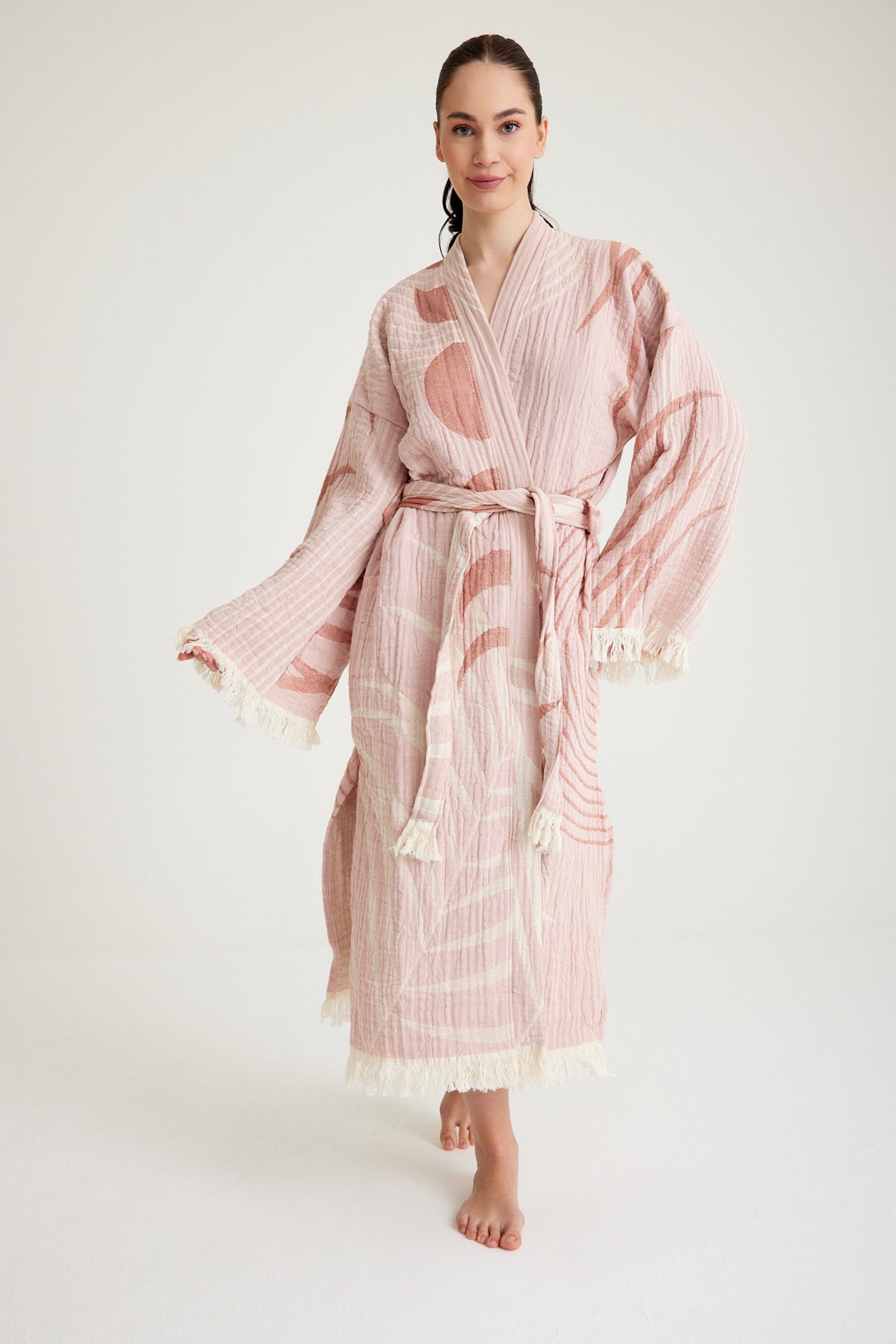 🌸 Pink Whimsy - PUER AETERNUS Luxe Organische Katoenen Kimono & Badjas ✨