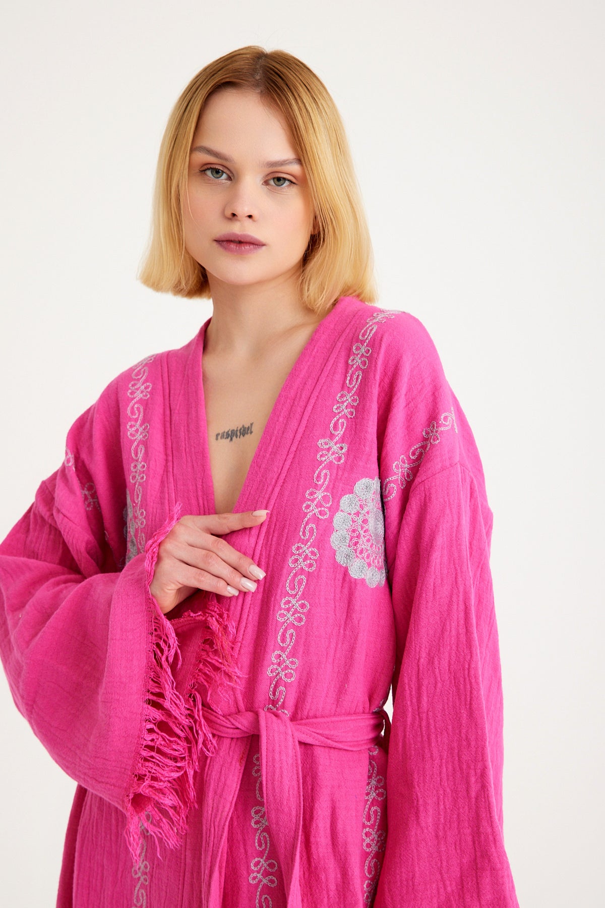 🌸 Pink Elysium - PUER AETERNUS Luxe Organische Katoenen Kimono & Badjas ✨