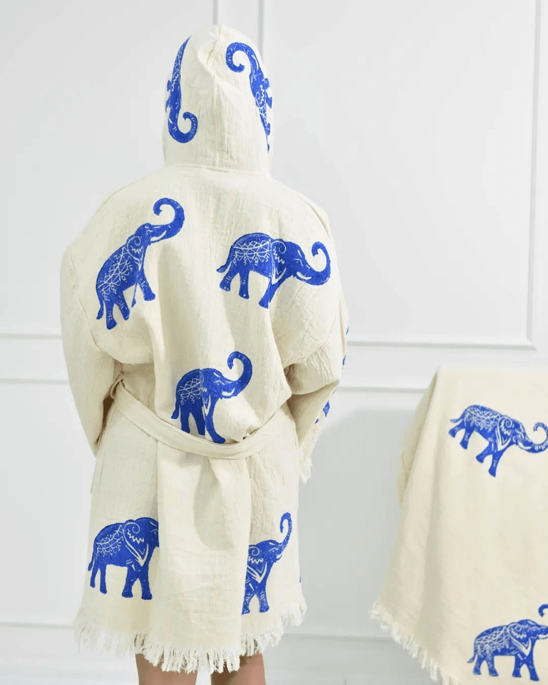 🐘 Azure Elephant - PUER AETERNUS Luxe Organische Katoenen Kimono & Badjas✨